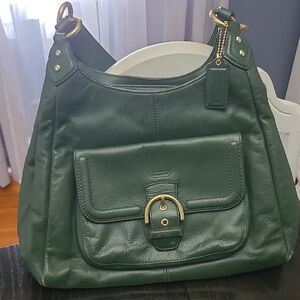 Coach Green Leather Hobo Shoulder Bag